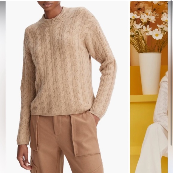 64 - NWOT- $395;Vince, Cable Knit Wool Blend Crewneck Sweater-size large - Picture 1 of 2